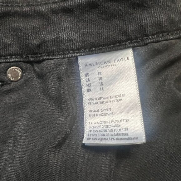 American Eagle Jean Skirt Size 10 Y2K Denim Mini Button Front High Rise A-line - Picture 7 of 9